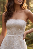 Ivory Floral A-Line Strapless Short Graduation Dress