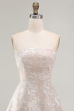 Ivory Floral A-Line Strapless Short Graduation Dress