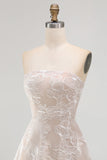 Ivory Floral A-Line Strapless Short Graduation Dress