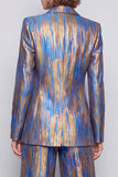 Blue Metallic Peak Lapel Two Piece Work Suits