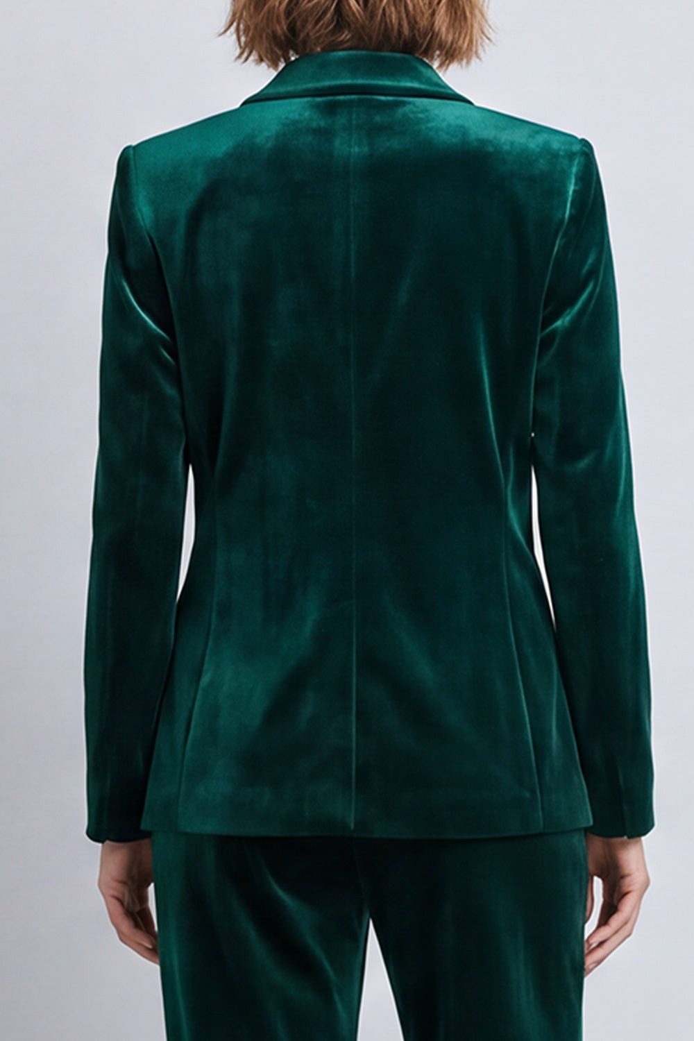 Dark Green Velvet Two Piece Peak Lapel Double Breasted Work Suits