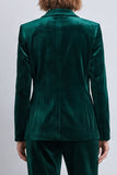 Dark Green Velvet Two Piece Peak Lapel Double Breasted Work Suits