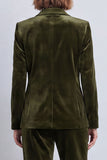 Dark Green Velvet Two Piece Peak Lapel Double Breasted Work Suits