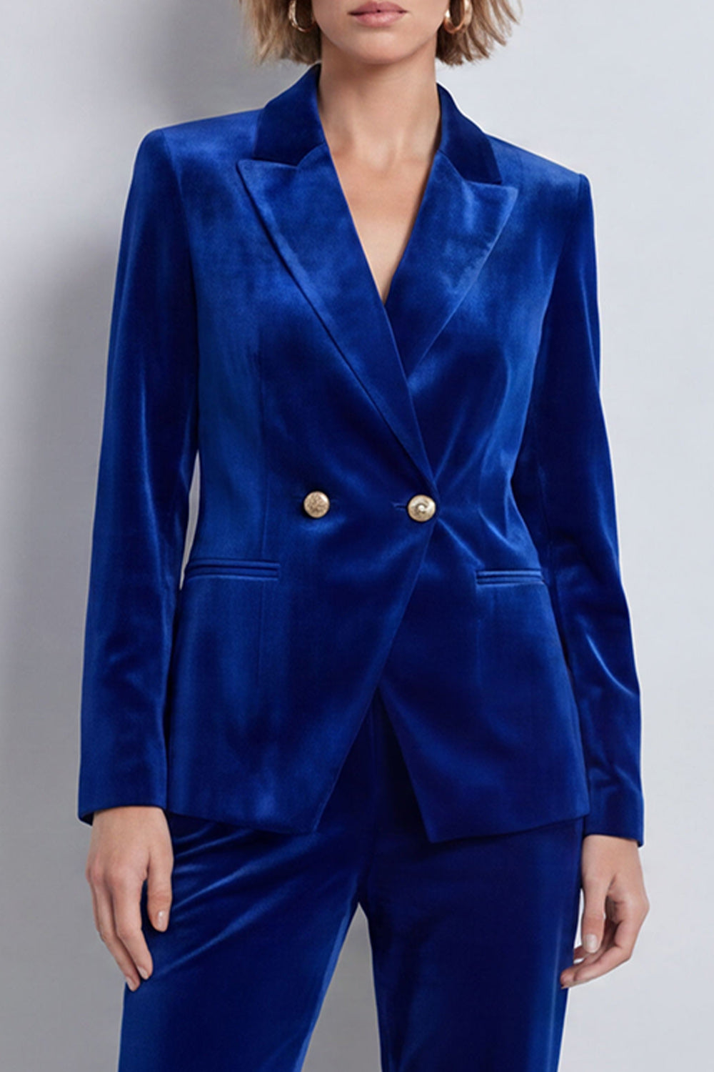 Dark Green Velvet Two Piece Peak Lapel Double Breasted Work Suits