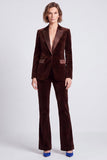 Brown Velvet Fitted Peak Lapel Two Piece Work Suits