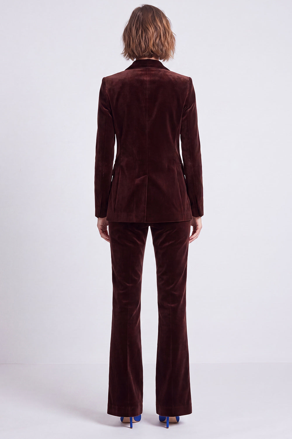 Brown Velvet Fitted Peak Lapel Two Piece Work Suits