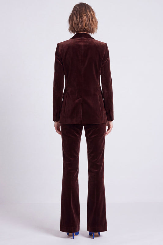 Brown Velvet Fitted Peak Lapel Two Piece Work Suits