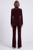 Brown Velvet Fitted Peak Lapel Two Piece Work Suits