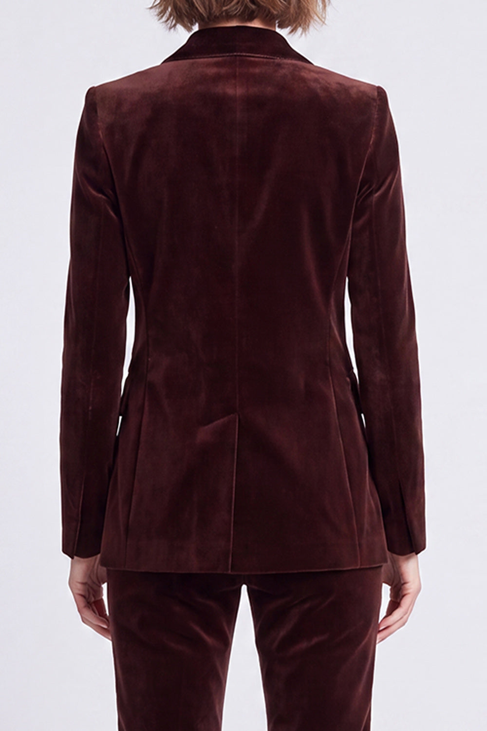 Brown Velvet Fitted Peak Lapel Two Piece Work Suits