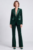 Brown Velvet Fitted Peak Lapel Two Piece Work Suits