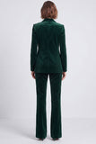 Brown Velvet Fitted Peak Lapel Two Piece Work Suits
