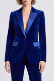 Brown Velvet Fitted Peak Lapel Two Piece Work Suits