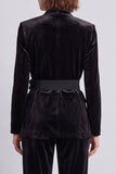 Black Velvet V-Neck Two Piece Work Suits with 3D Flowers
