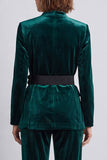 Black Velvet V-Neck Two Piece Work Suits with 3D Flowers