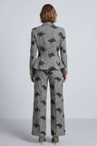 Black and White Plaid Floral 2-Piece Work Suits