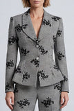 Black and White Plaid Floral 2-Piece Work Suits