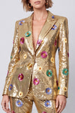 Sparkly Gold Sequins Peak Lapel 2 Piece Prom Suits
