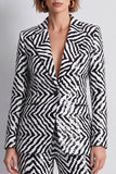 Black and White Striped Sequin Peak Lapel 2 Piece Work Suits