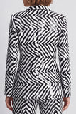Black and White Striped Sequin Peak Lapel 2 Piece Work Suits