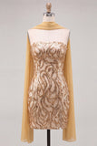 Sparkly Red Sequin Tight Short Homecoming Dress with Neck Scarf