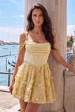 Floral Lilac Beaded Cold Shoulder A-Line Short Corset Homecoming Dress