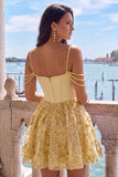 Floral Lilac Beaded Cold Shoulder A-Line Short Corset Homecoming Dress