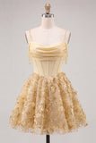 Floral Lilac Beaded Cold Shoulder A-Line Short Corset Homecoming Dress