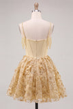 Floral Lilac Beaded Cold Shoulder A-Line Short Corset Homecoming Dress