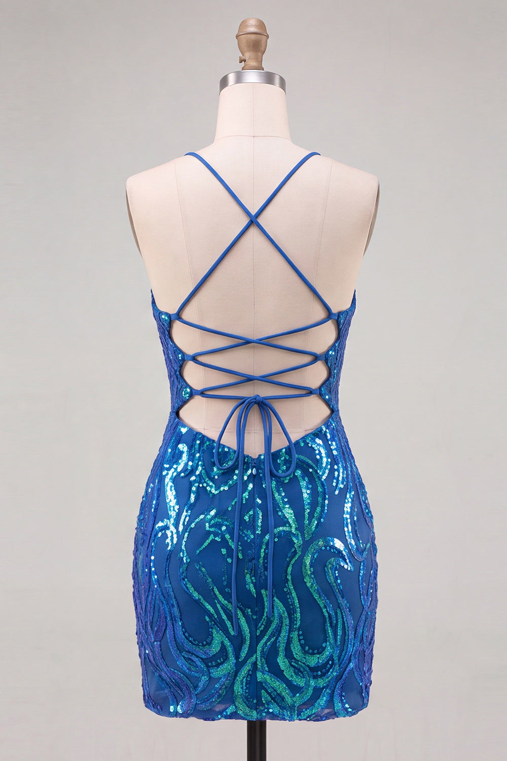 Sparkly Gold Sequin Tight V-Neck Short Homecoming Dress
