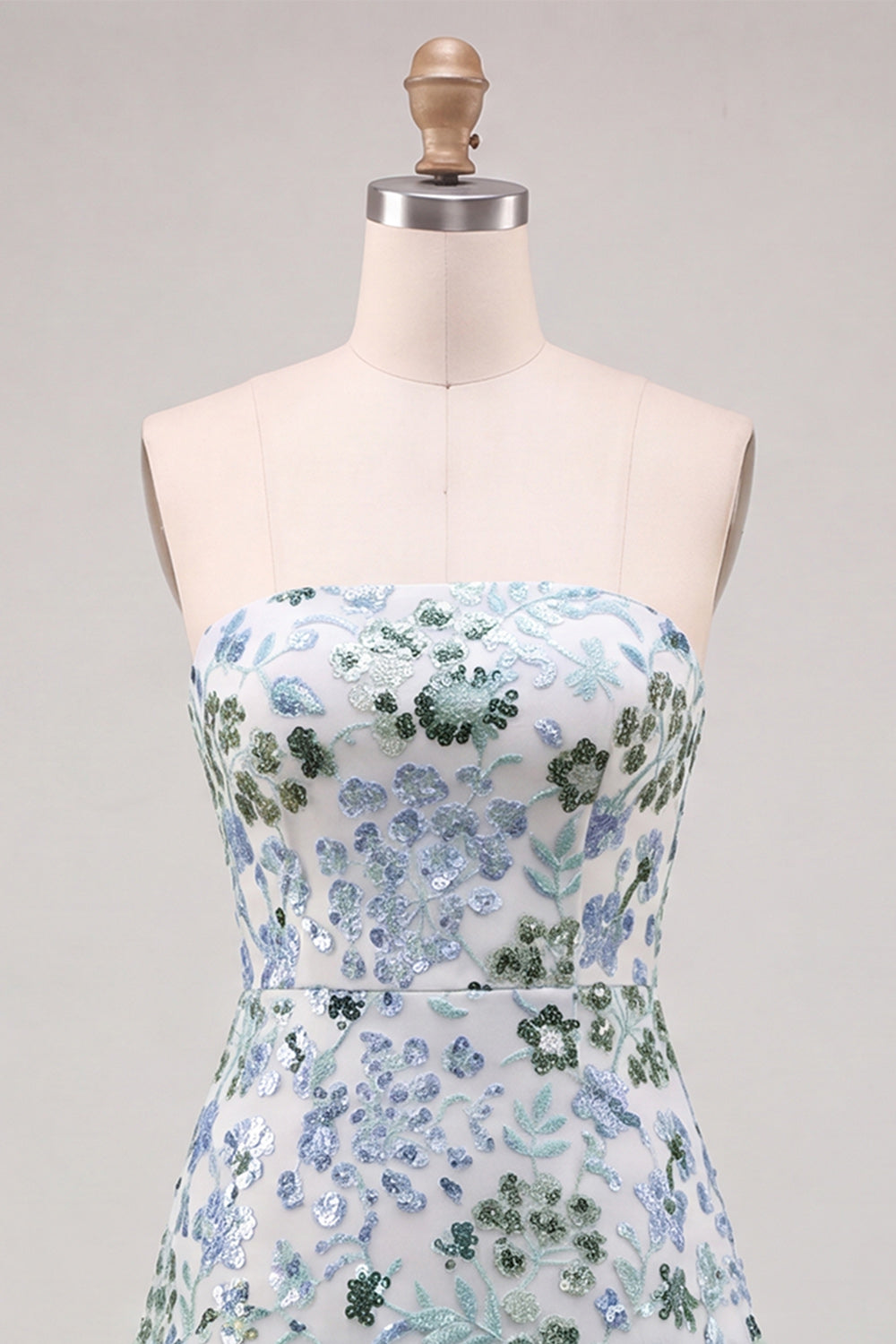 Sparkly Sky Blue Floral Sequin Ruffled Short Homecoming Dress