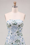 Sparkly Sky Blue Floral Sequin Ruffled Short Homecoming Dress