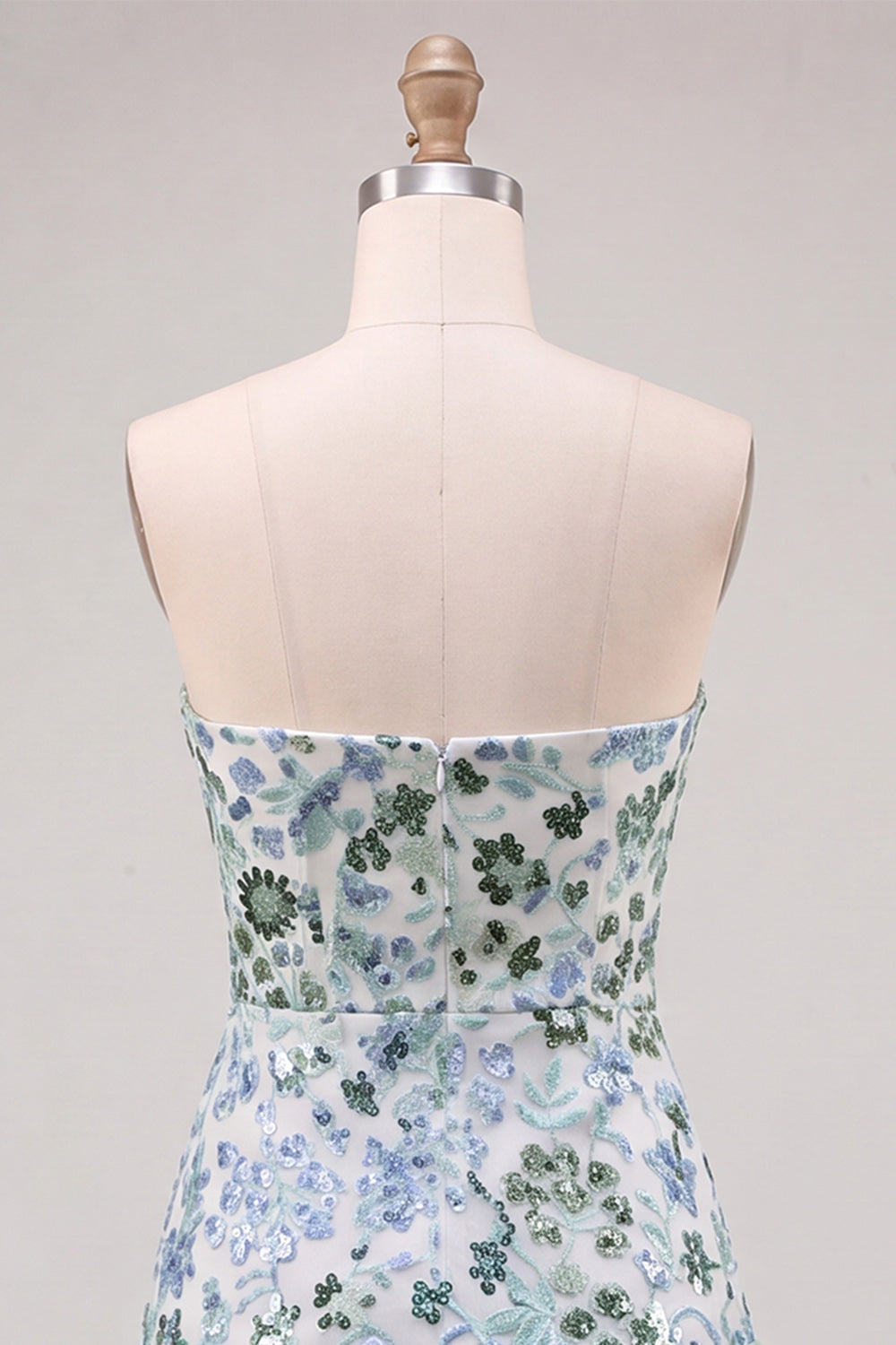 Sparkly Sky Blue Floral Sequin Ruffled Short Homecoming Dress