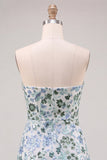 Sparkly Sky Blue Floral Sequin Ruffled Short Homecoming Dress