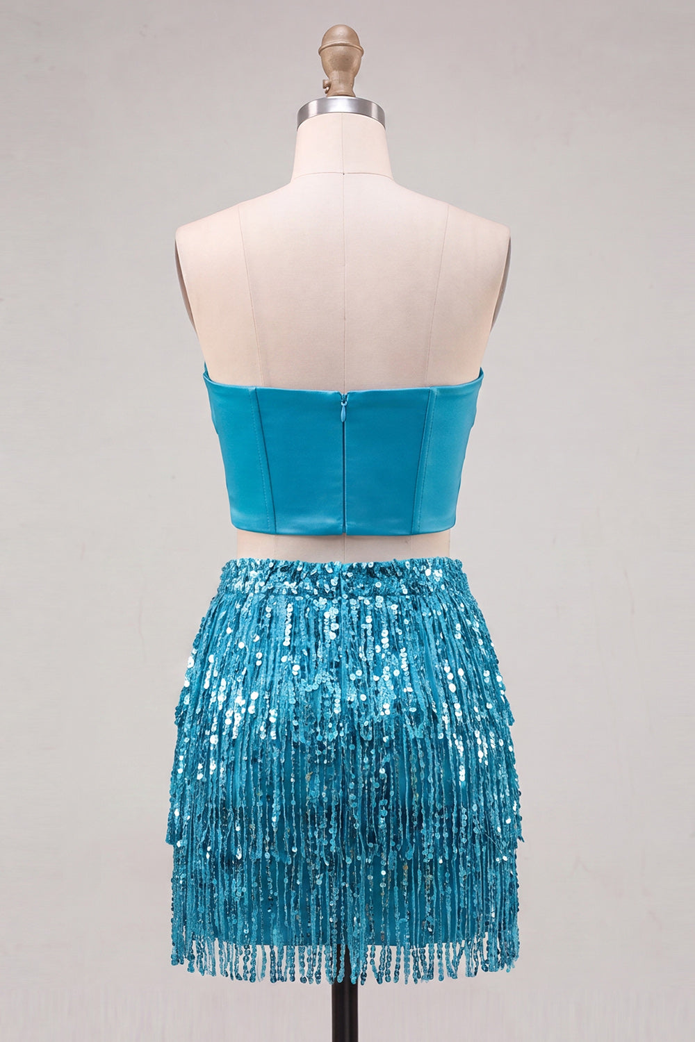 Sparkly Royal Blue Corset Sequin Short Homecoming Dress with Fringes