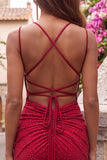 Sparkly Lilac Beaded Tight Spaghetti Straps Short Homecoming Dress
