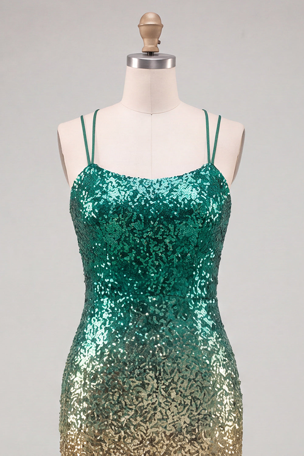 Sparkly Green and Gold Sequin Short Tight Homecoming Dress
