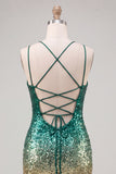 Sparkly Green and Gold Sequin Short Tight Homecoming Dress