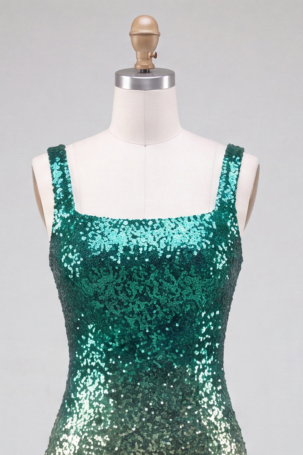 Green and Gold Sparkly Sequin Short Tight Homecoming Dress with Slit