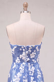 Sparkly Blue Sequin Strapless Short Homecoming Dress with Ruffles