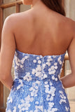 Sparkly Blue Sequin Strapless Short Homecoming Dress with Ruffles