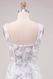 Ivory Floral Sparkly Sequin Short Tight Homecoming Dress with Slit