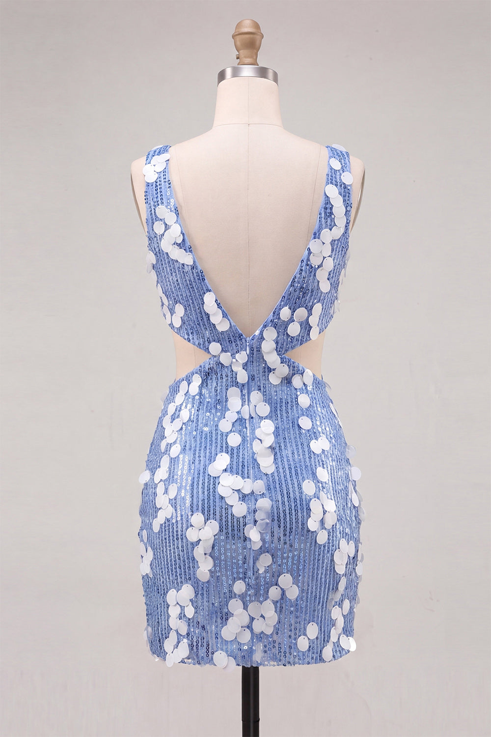 Blue Sequin Sparkly Cut Out Tight Short Homecoming Dress