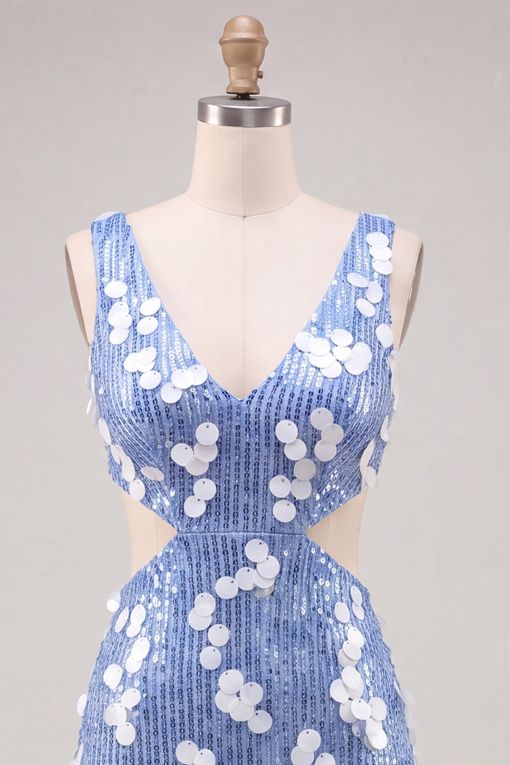 Blue Sequin Sparkly Cut Out Tight Short Homecoming Dress