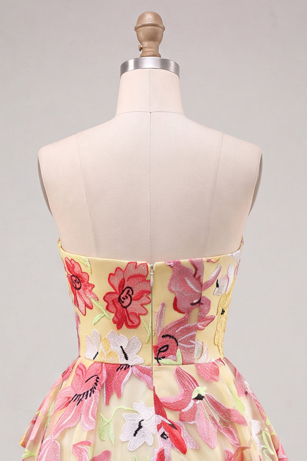Floral Sparkly Pink Sweetheart Beaded Short Homecoming Dress