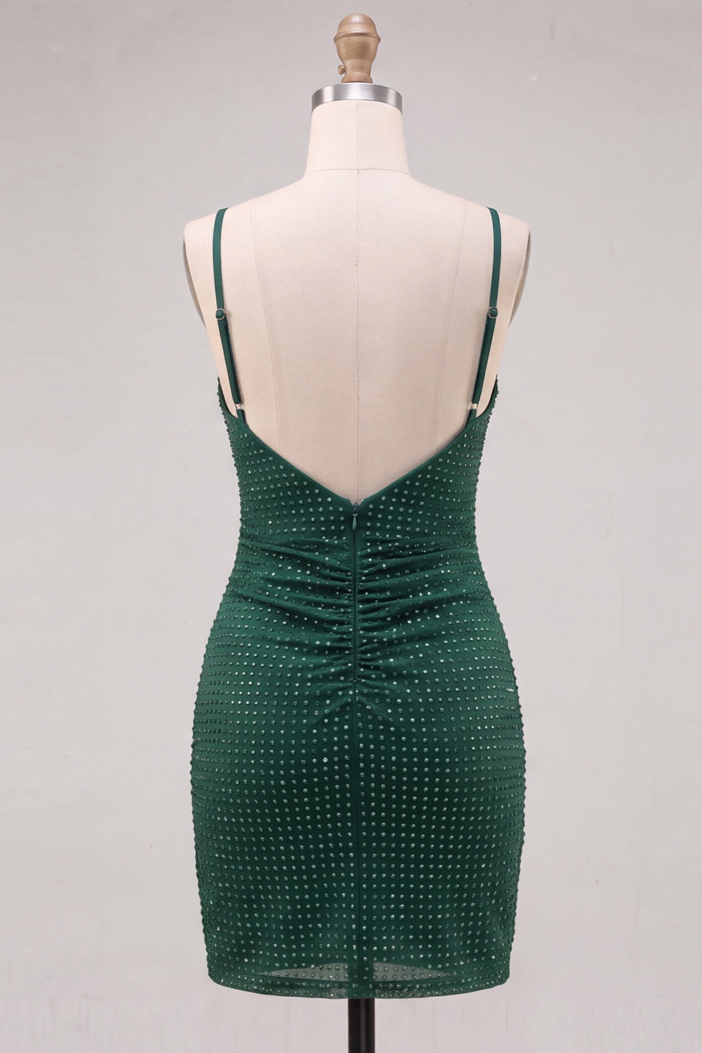 Dark Green Sparkly Beaded Short Tight Homecoming Dress with Slit