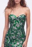Dark Green Floral Sweetheart Tight Sequin Sparkly Short Homecoming Dress
