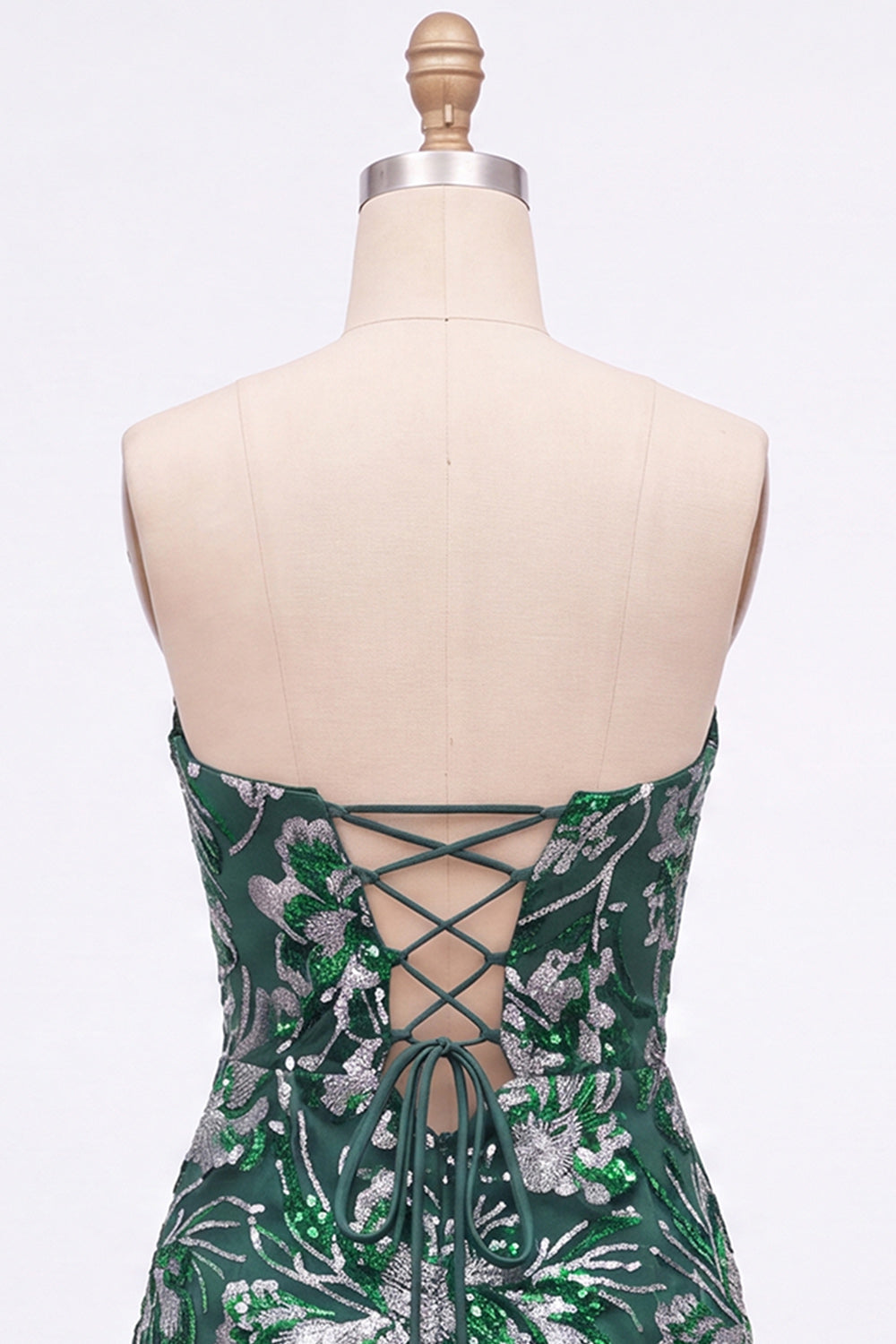 Dark Green Floral Sweetheart Tight Sequin Sparkly Short Homecoming Dress
