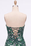 Dark Green Floral Sweetheart Tight Sequin Sparkly Short Homecoming Dress