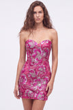 Dark Green Floral Sweetheart Tight Sequin Sparkly Short Homecoming Dress