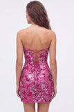 Dark Green Floral Sweetheart Tight Sequin Sparkly Short Homecoming Dress